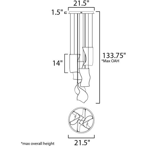 Rinkle LED 21.5 inch Brushed Gunmetal Multi-Light Pendant Ceiling Light