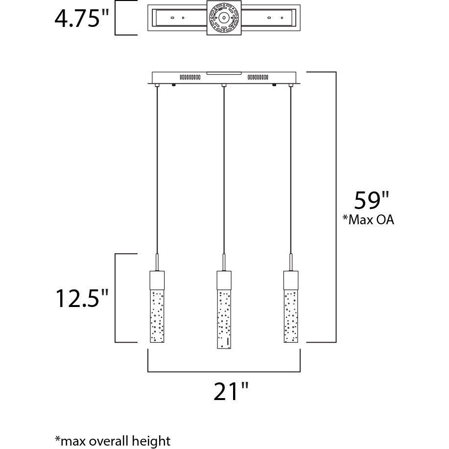 Fizz IV LED 21 inch Polished Chrome Linear Pendant Ceiling Light
