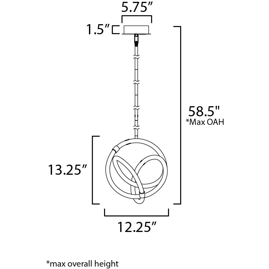 Mobius LED 10.5 inch Black and Gold Mini Pendant Ceiling Light