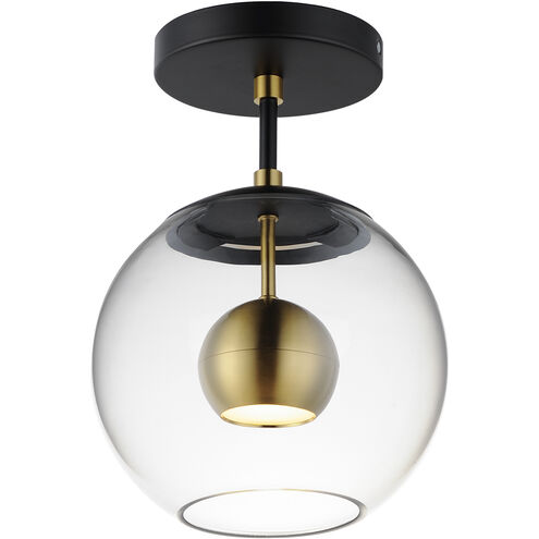 Nucleus LED 9 inch Black and Natural Aged Brass Flush Mount Ceiling Light