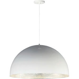 Hemisphere LED 31 inch Gloss White and Aluminum Single Pendant Ceiling Light 