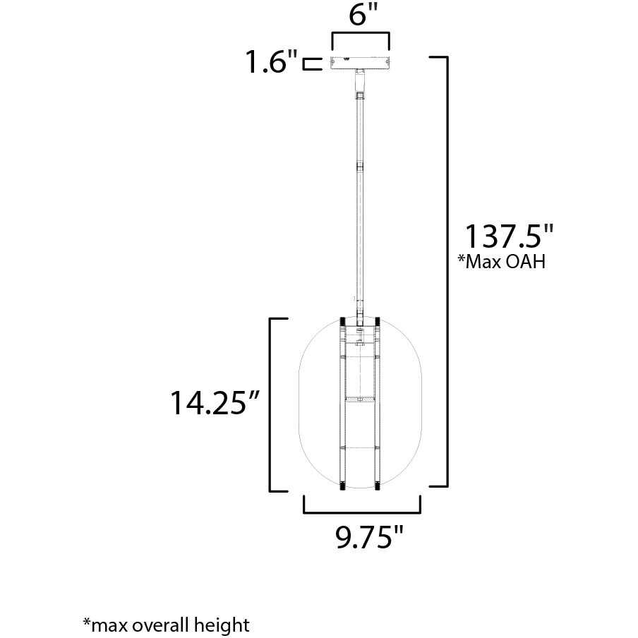 Interval LED 9.75 inch Black Single Pendant Ceiling Light