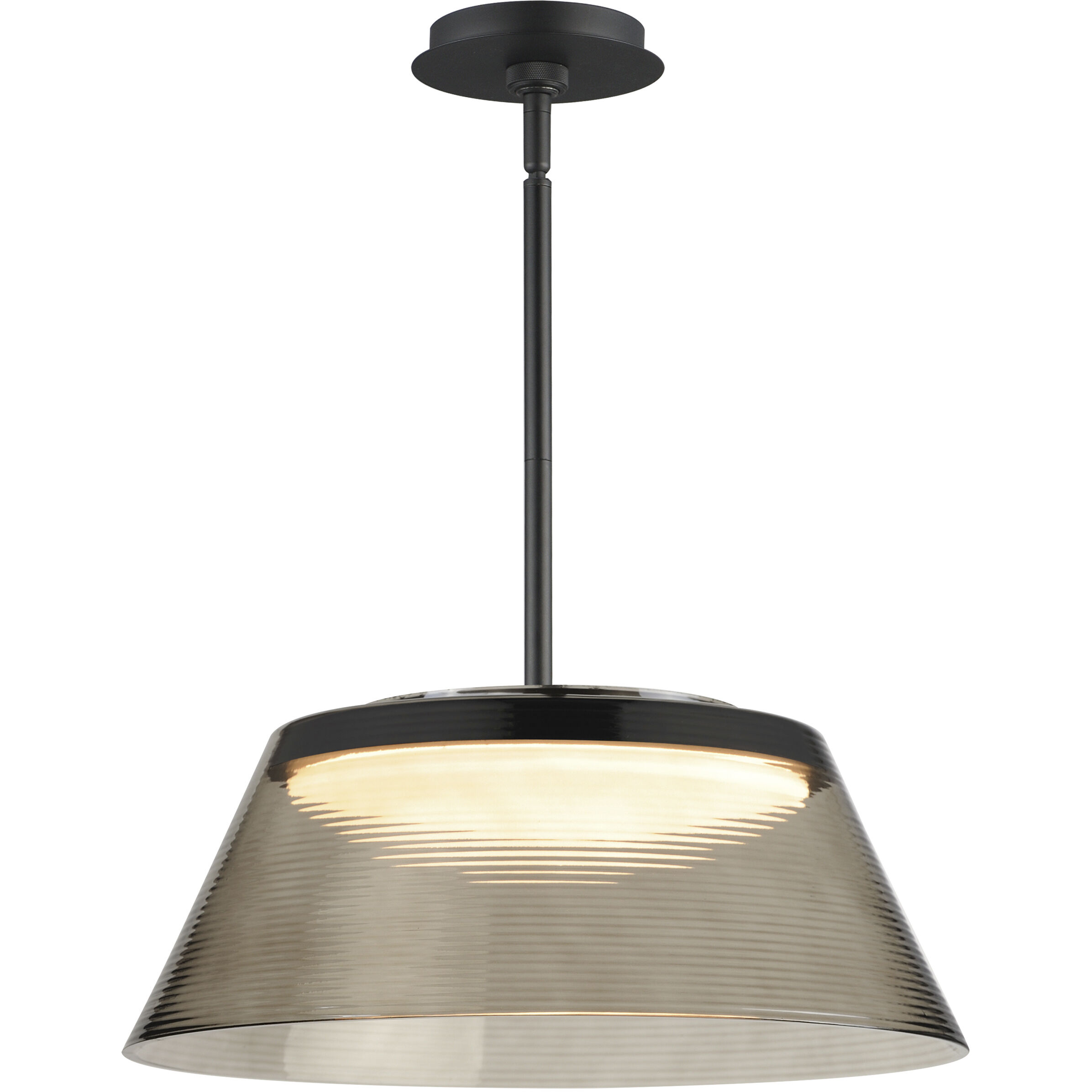Jensen LED 18 inch Black Single Pendant Ceiling Light in Smoke