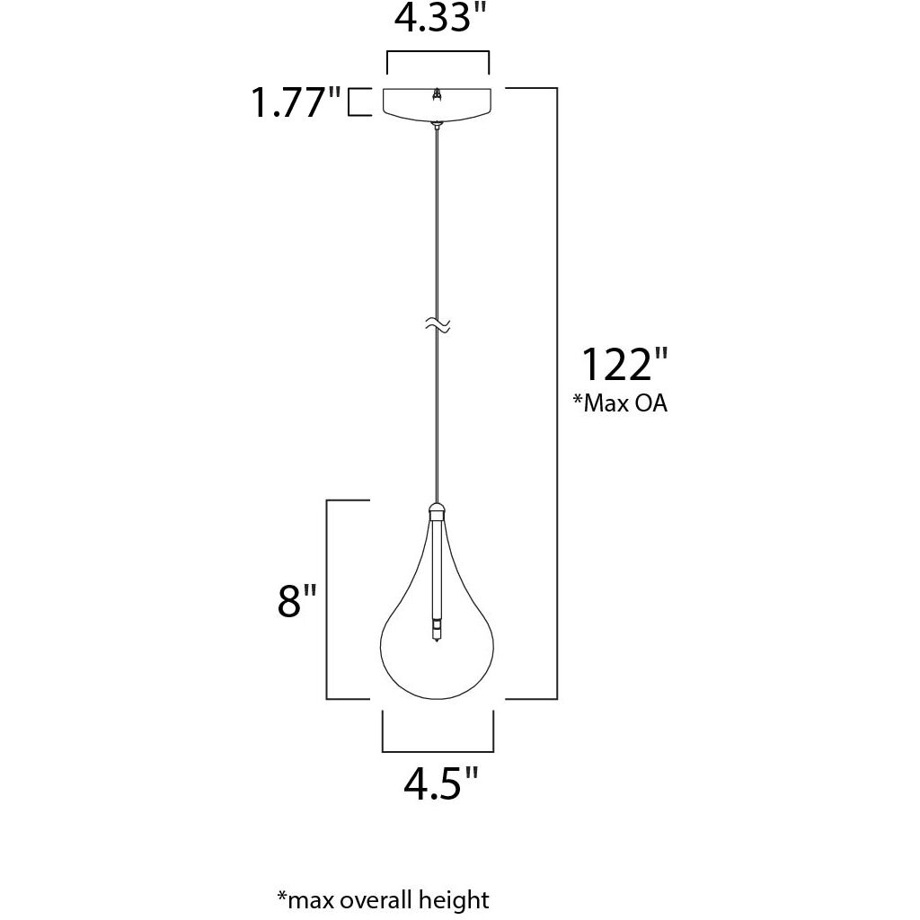 Larmes 1 Light 4.5 inch Polished Chrome Single Pendant Ceiling Light