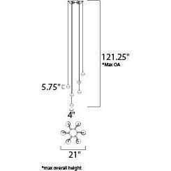 Spot LED 21 inch Polished Chrome Multi-Light Pendant Ceiling Light
