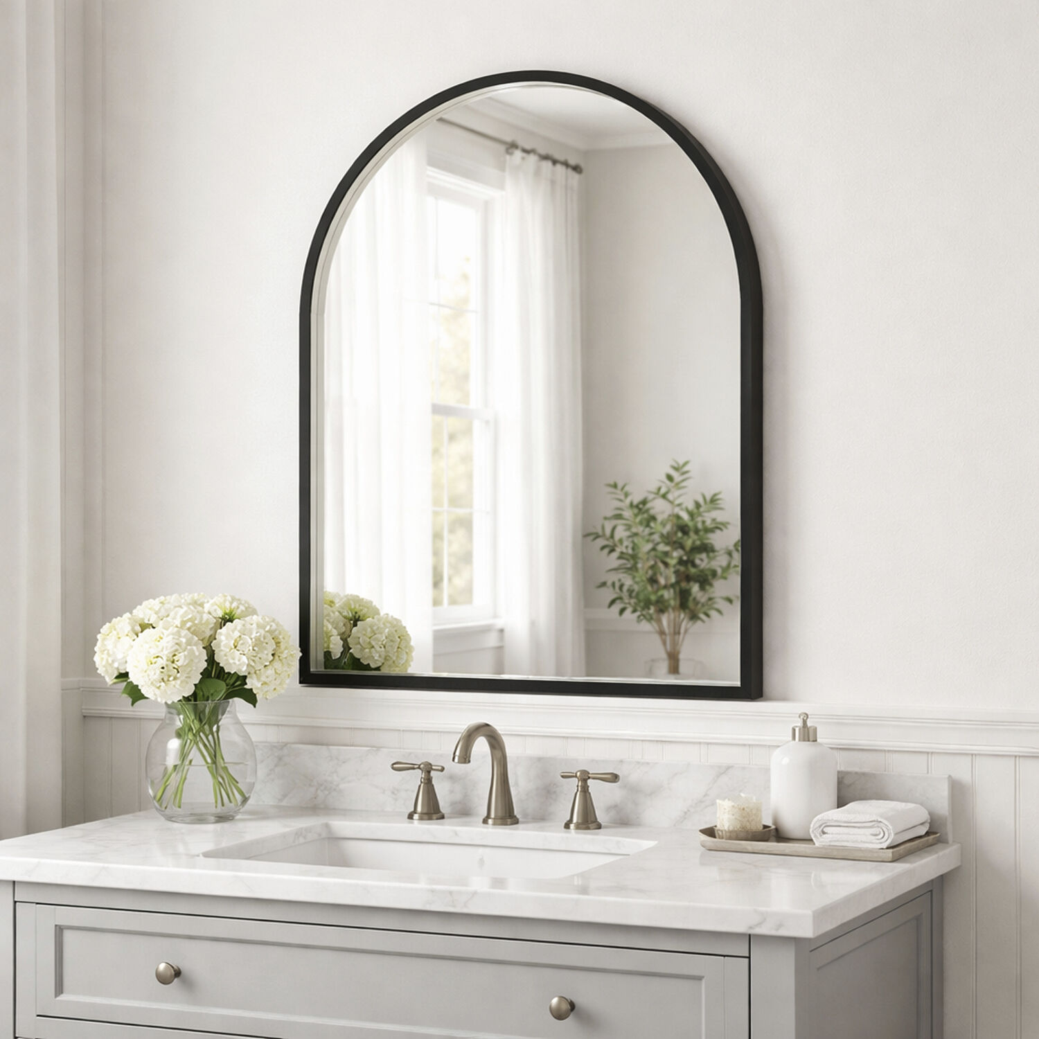 Elisse 30 X 24 inch Black LED Wall Mirror