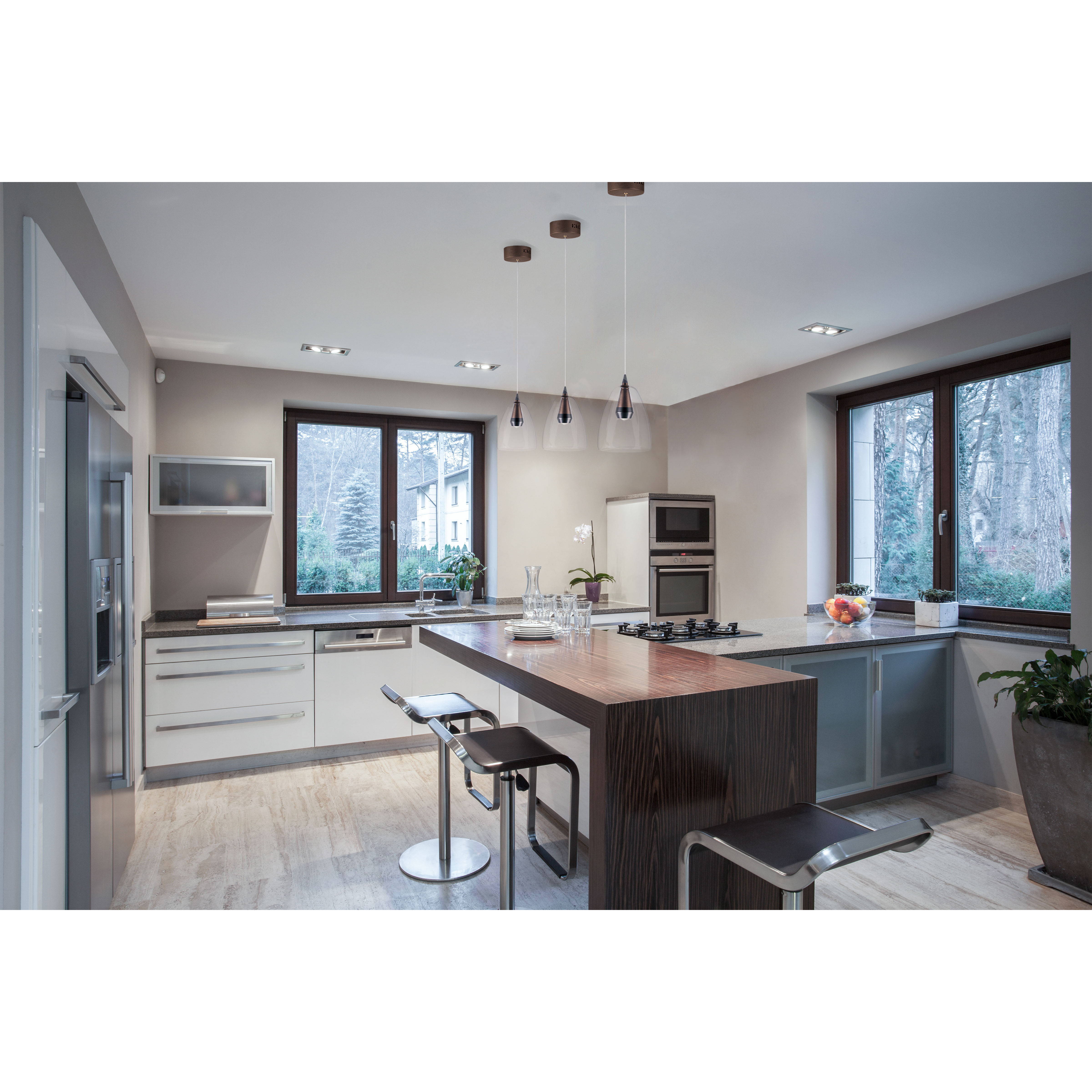 Sven LED 8 inch Black and Coffee Single Pendant Ceiling Light