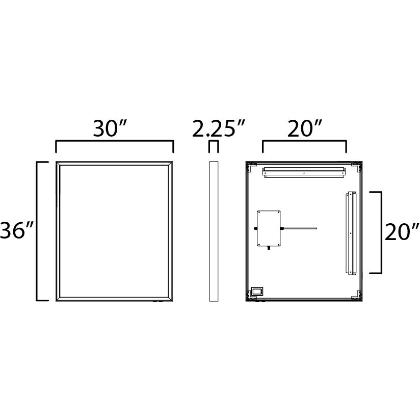 Bevel 36 X 30 inch Satin Nickel LED Wall Mirror