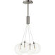 Burst LED 17 inch Satin Nickel Multi-Light Pendant Ceiling Light in Clear