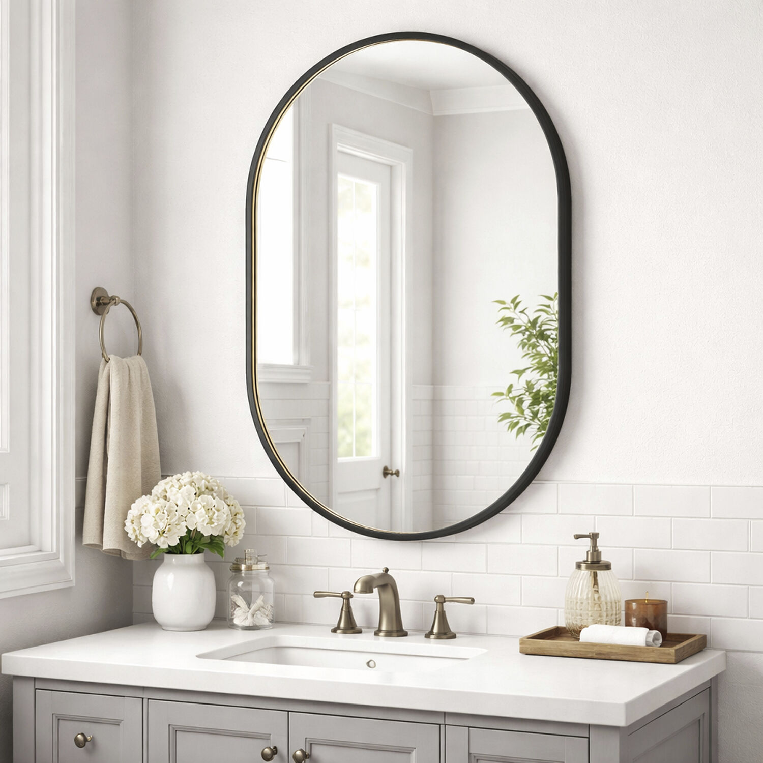 Elisse 36 X 24 inch Black LED Wall Mirror