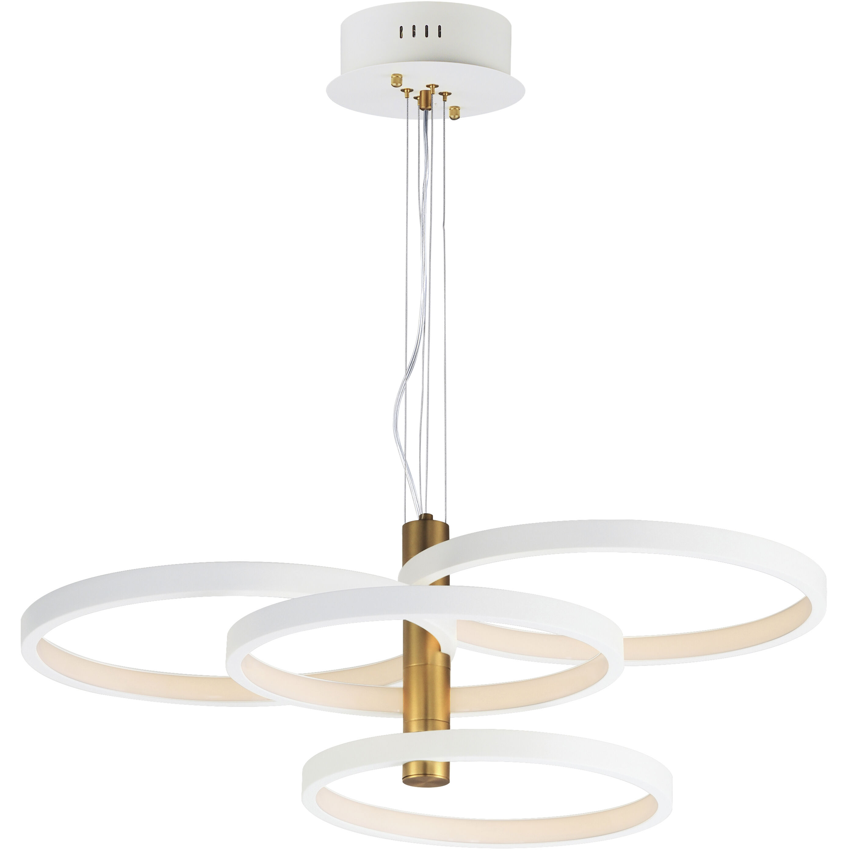 Hoopla LED 29.5 inch White and Gold Single Pendant Ceiling Light in White/Gold