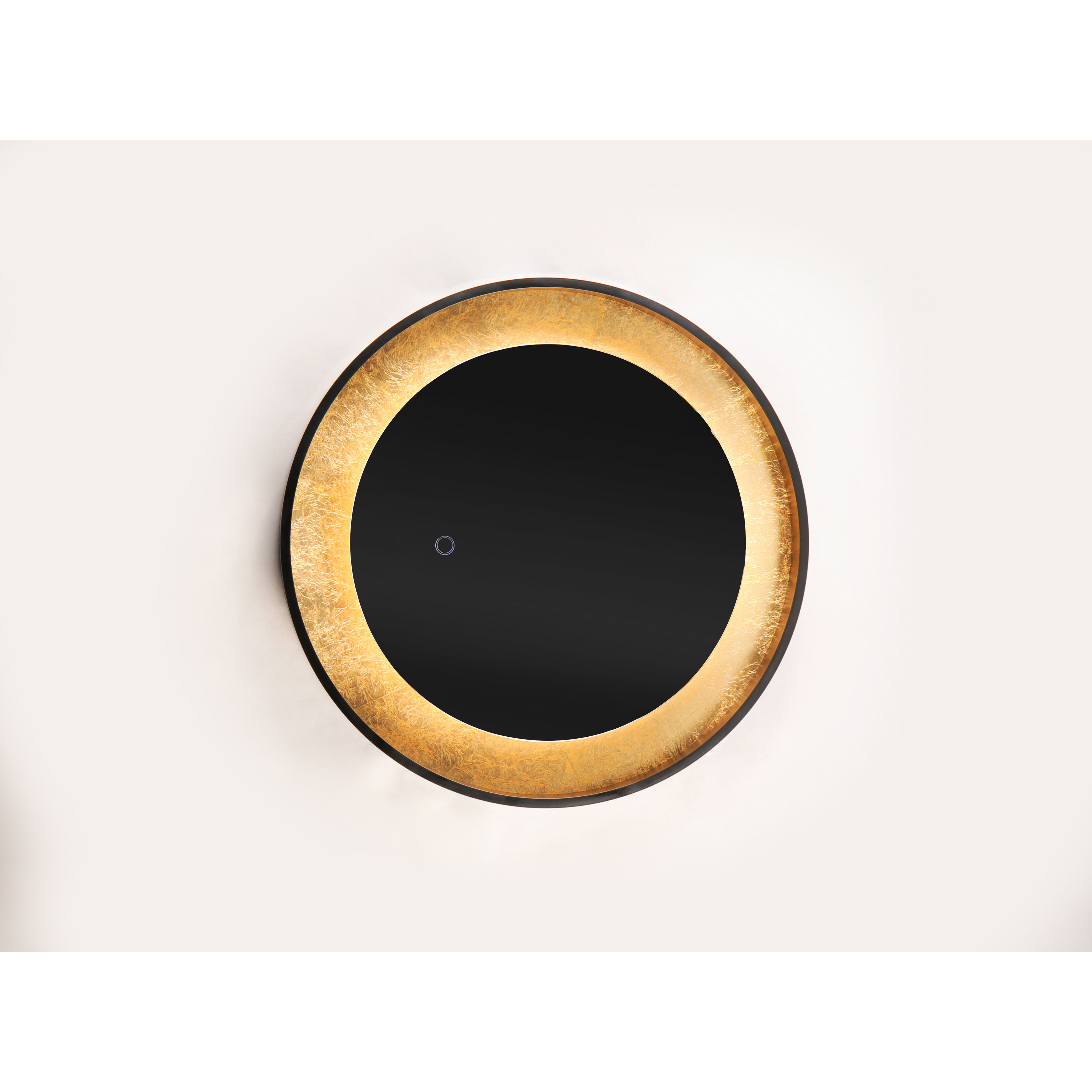 Floating 23.5 X 23.5 inch Gold Leaf and Black LED Wall Mirror