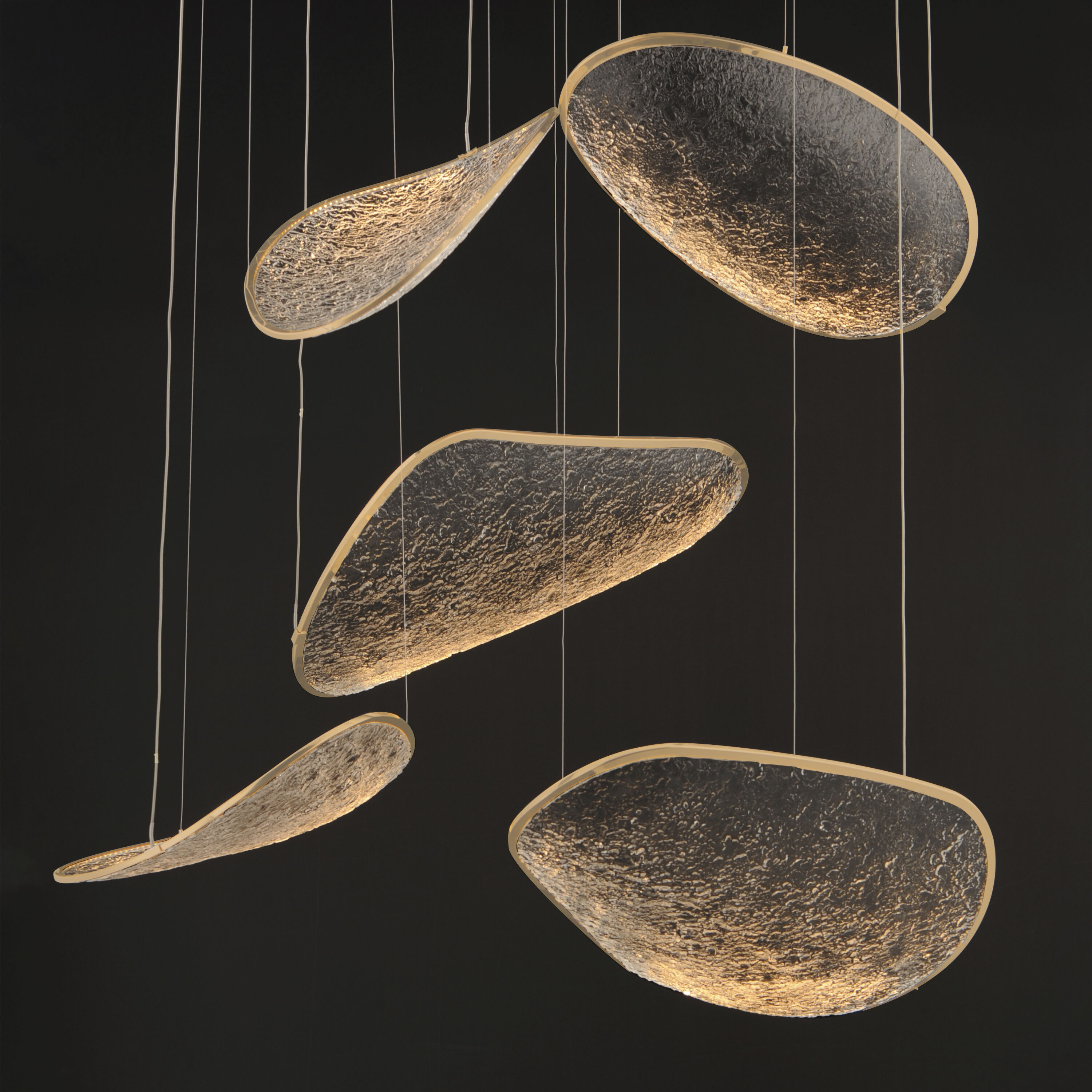 Moonscapes LED 39.5 inch Brushed Champagne Multi-Light Pendant Ceiling Light