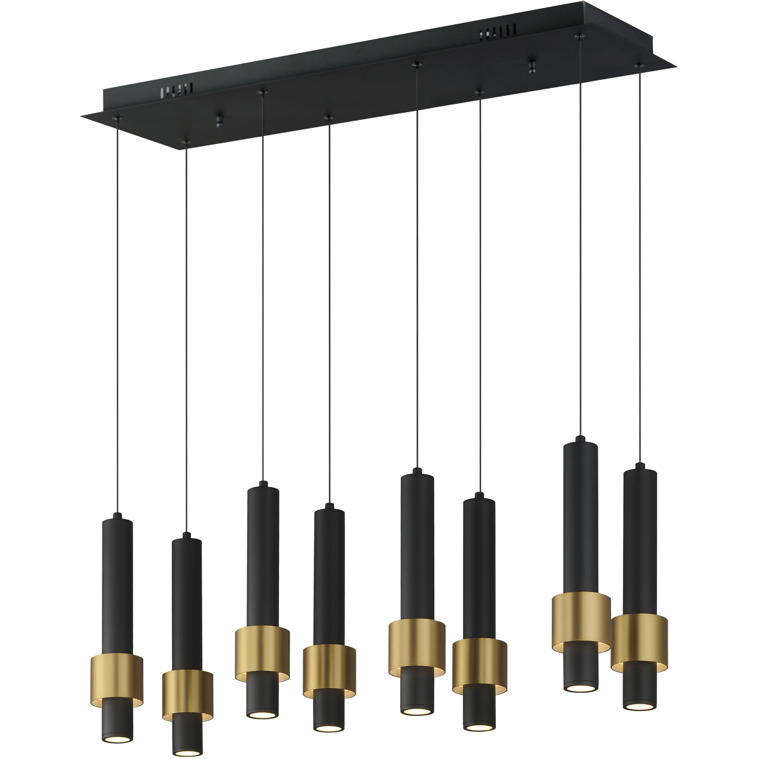 Reveal LED 32 inch Black and Gold Linear Pendant Ceiling Light in Black/Gold