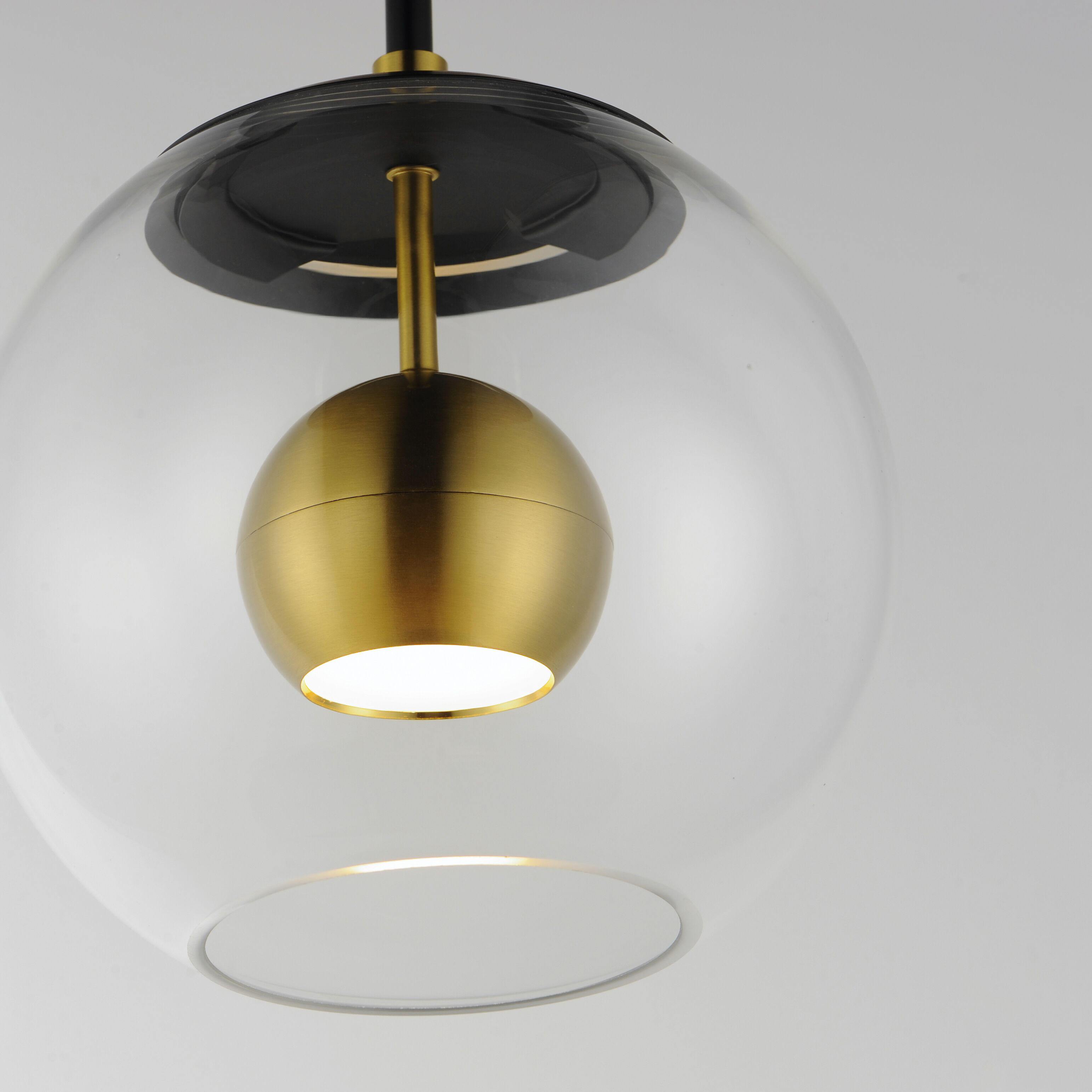 Nucleus LED 9 inch Black and Natural Aged Brass Flush Mount Ceiling Light