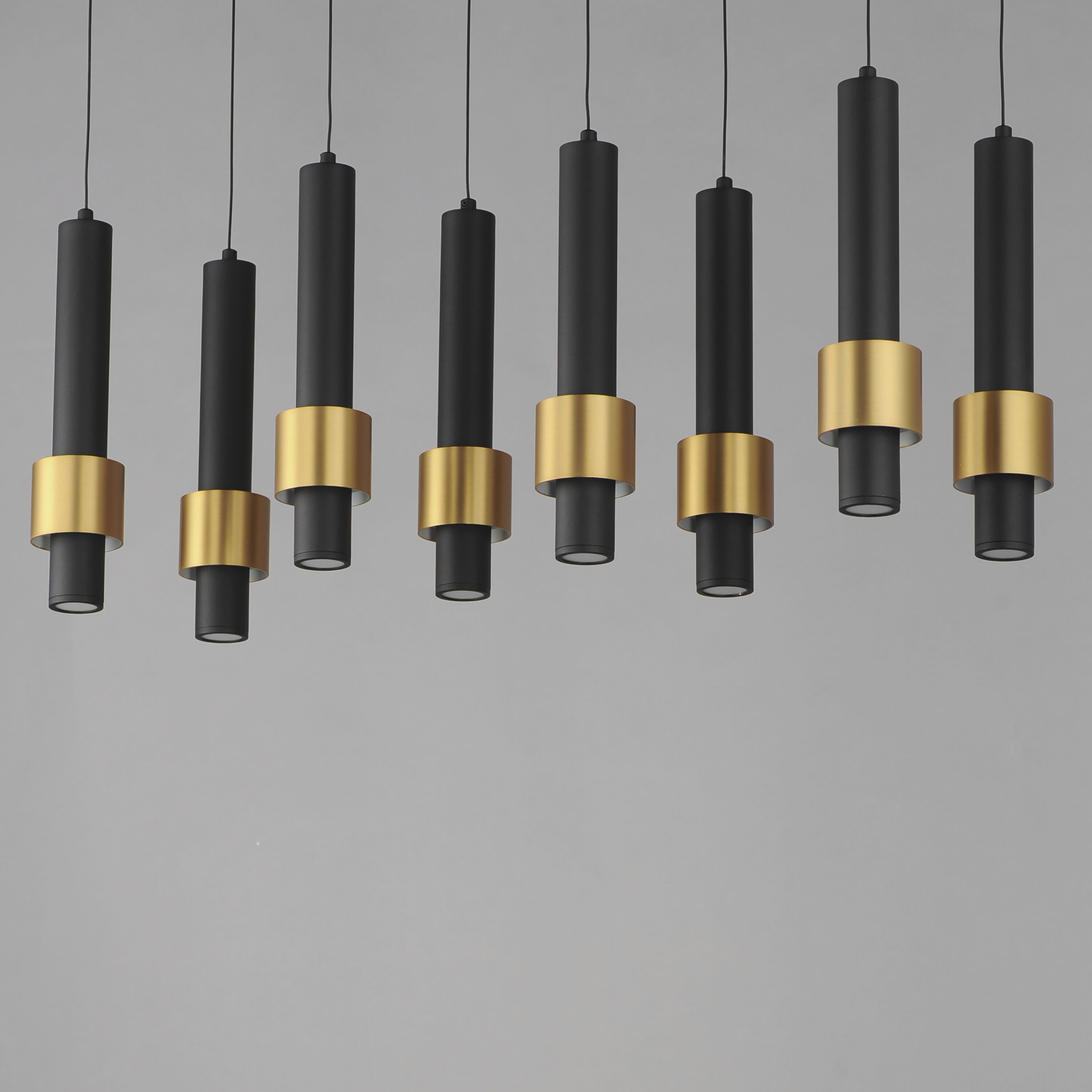 Reveal LED 32 inch Black and Gold Linear Pendant Ceiling Light in Black/Gold