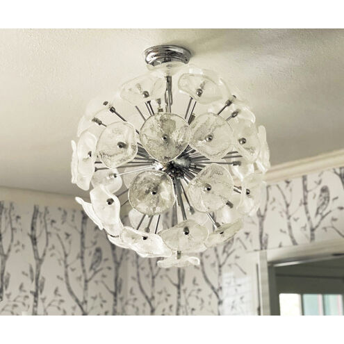 Fiori 12 Light 20 inch Polished Chrome Single Pendant Ceiling Light in Clear Murano