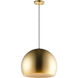 Palla LED 19.75 inch Satin Brass and Coffee Single Pendant Ceiling Light