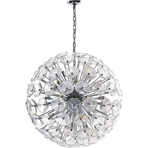 Fiori 28 Light 31.5 inch Polished Chrome Single Pendant Ceiling Light in Clear Murano