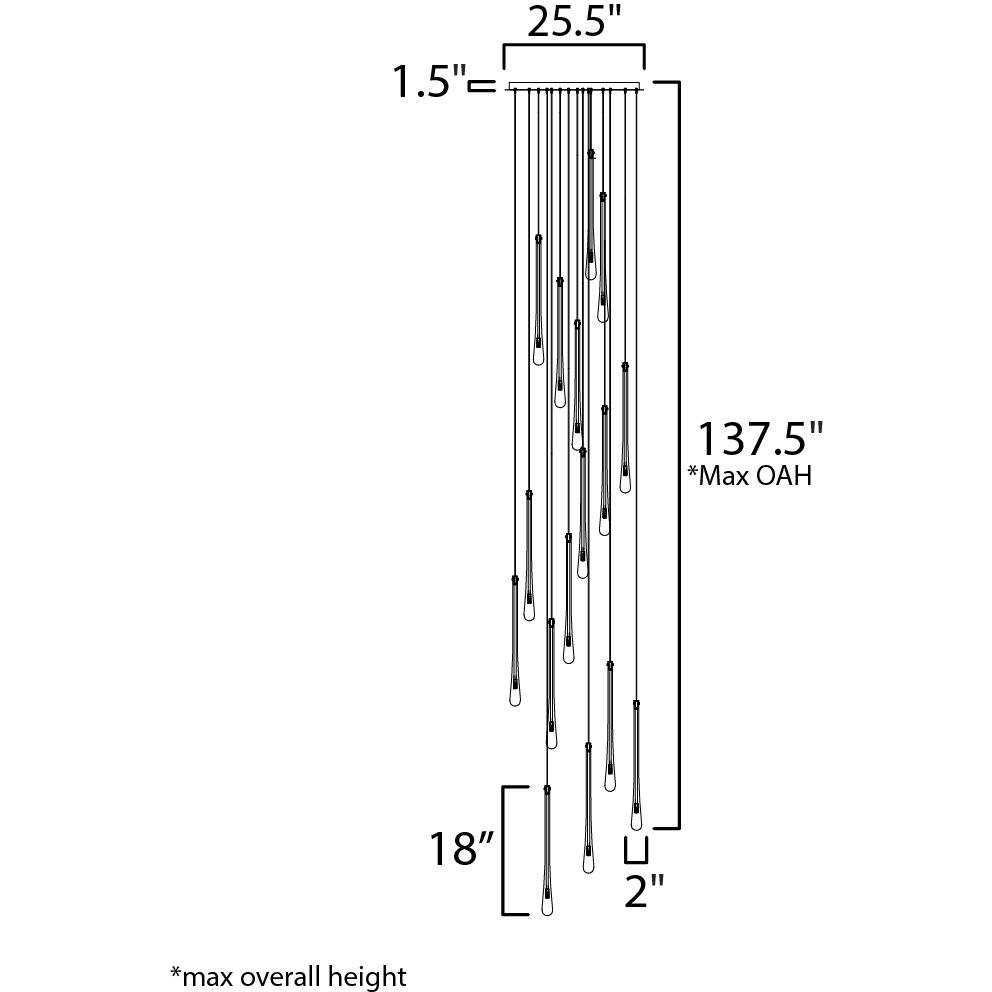Stillo LED 25.5 inch Gold Multi-Light Pendant Ceiling Light