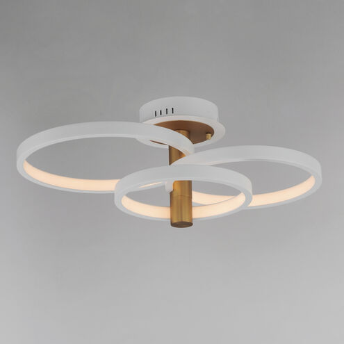 Hoopla LED 26 inch White and Gold Semi-Flush Mount Ceiling Light in White/Gold