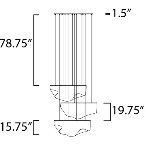 Rinkle LED 15 inch Brushed Gunmetal Multi-Light Pendant Ceiling Light