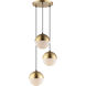 Half Moon LED 16.5 inch Metallic Gold Multi-Light Pendant Ceiling Light