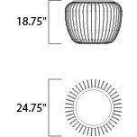 Cage 18.75 inch White and Navaho White Ottoman