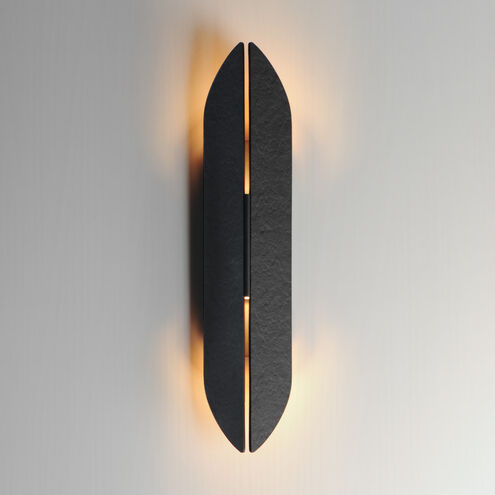 Tectonic LED 22 inch Black and Antique Brass Outdoor Wall Sconce