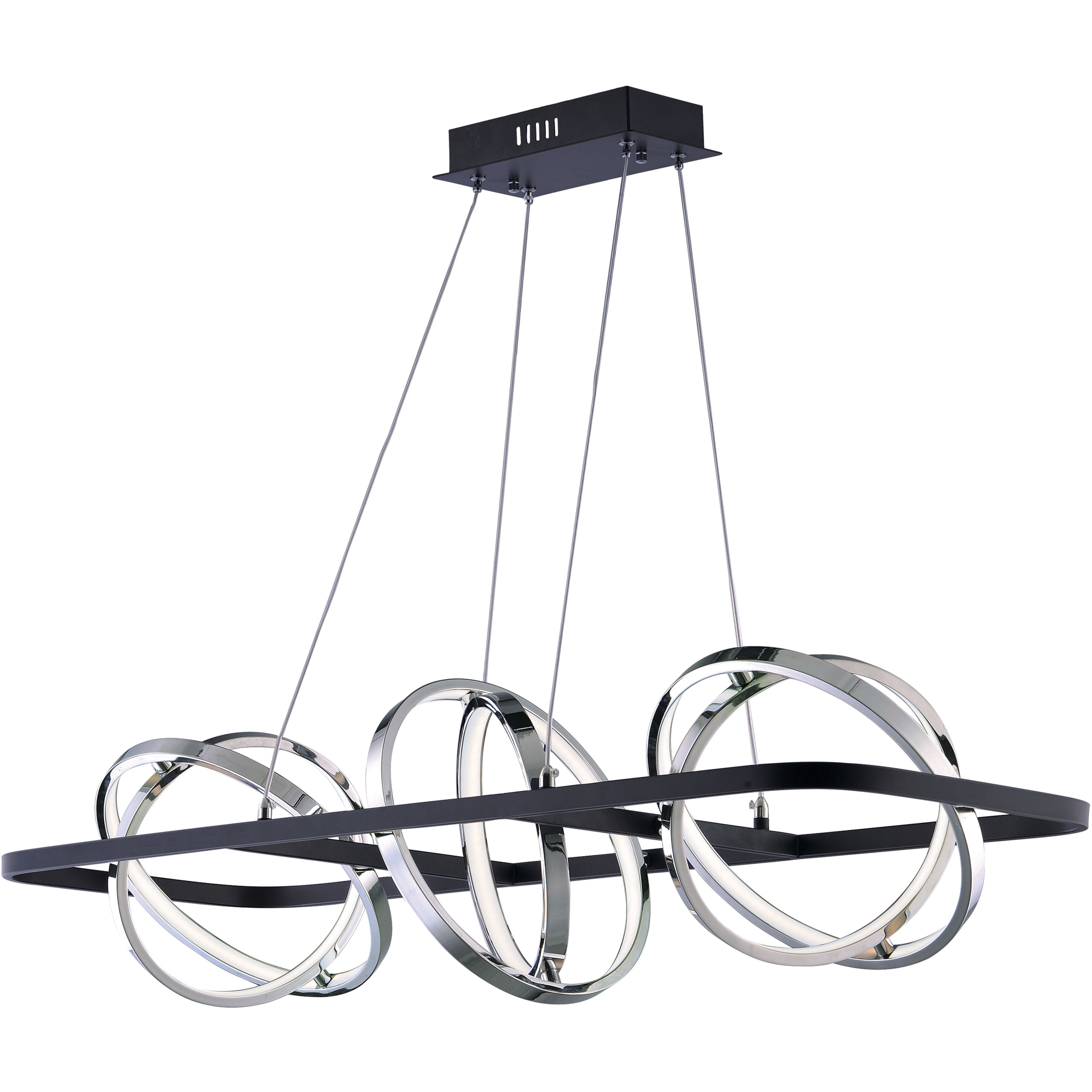 Gyro II LED 40.5 inch Black and Polished Chrome Linear Pendant Ceiling Light