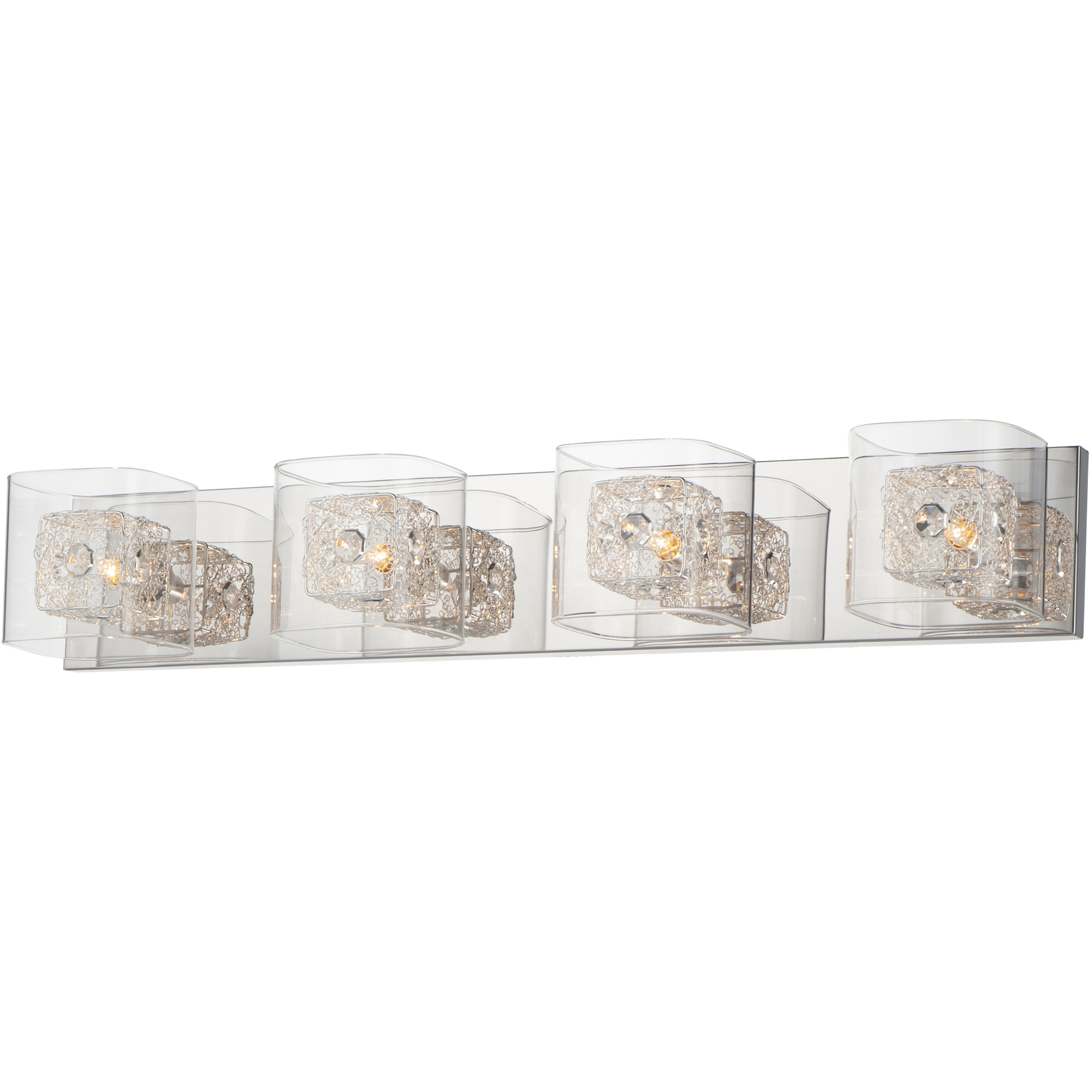 Gem 4 Light 31 inch Polished Chrome Bath Vanity Wall Light in Silver