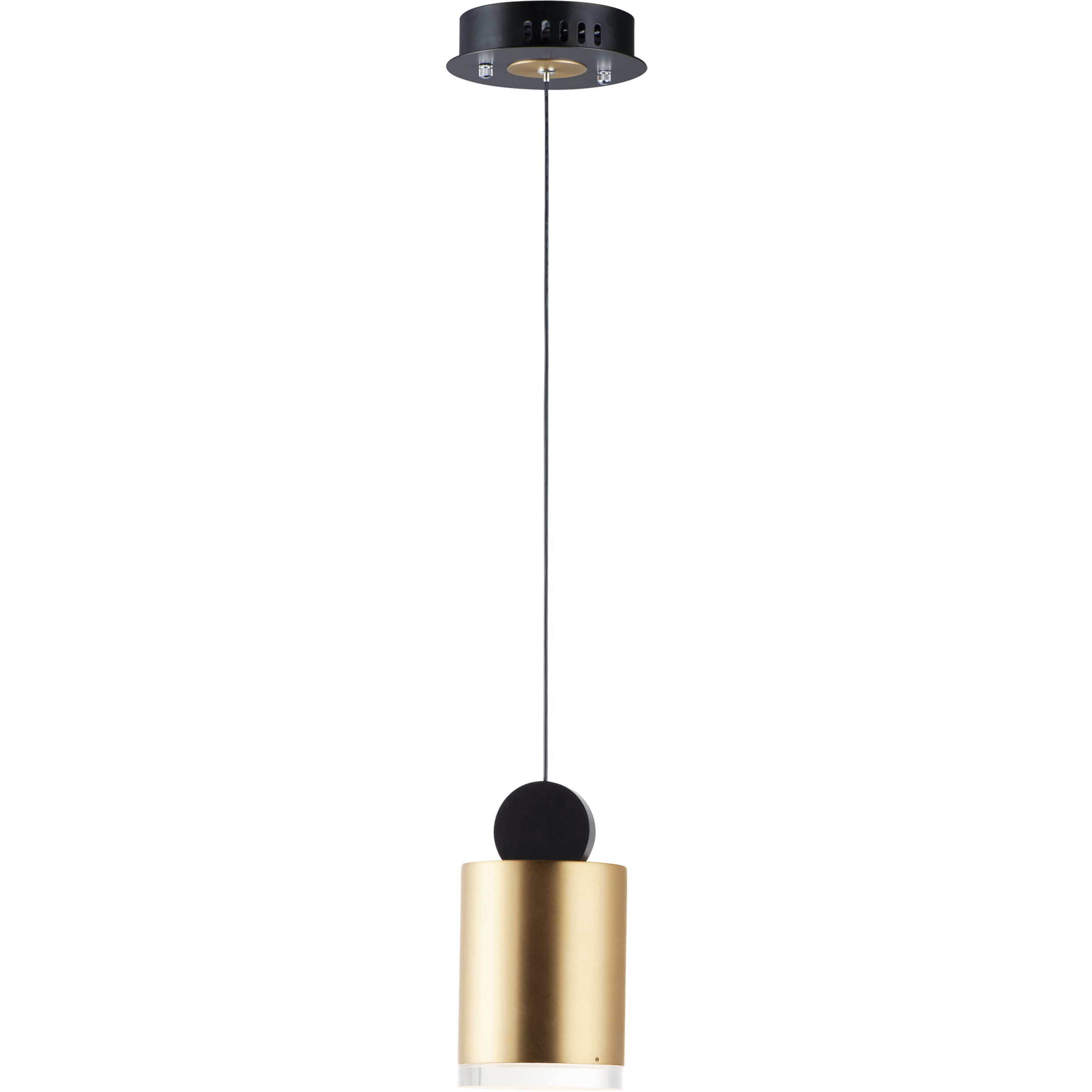Nob LED 4 inch Black and Gold Single Pendant Ceiling Light