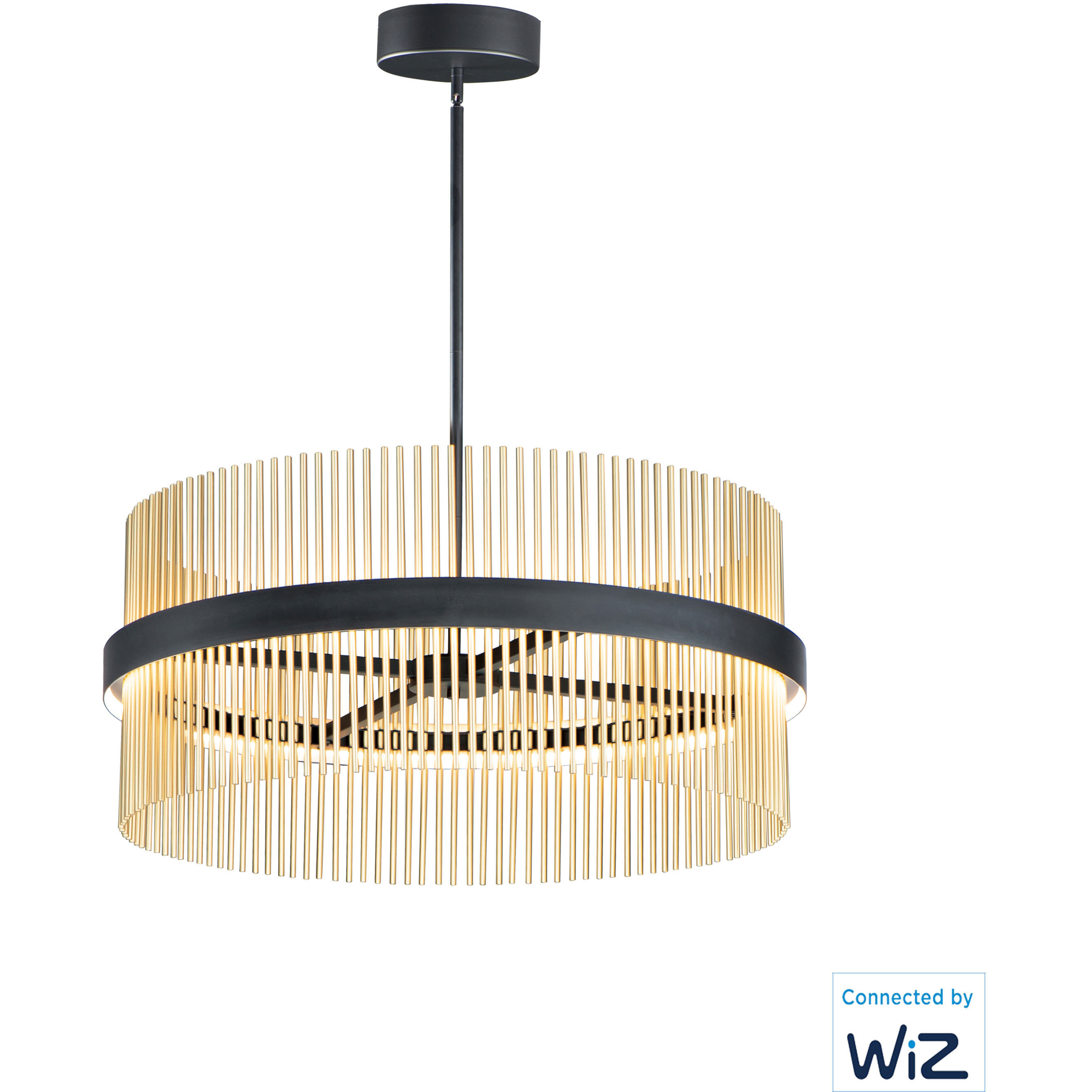 Chimes WiZ LED 33.75 inch Black and Satin Brass Single Pendant Ceiling Light