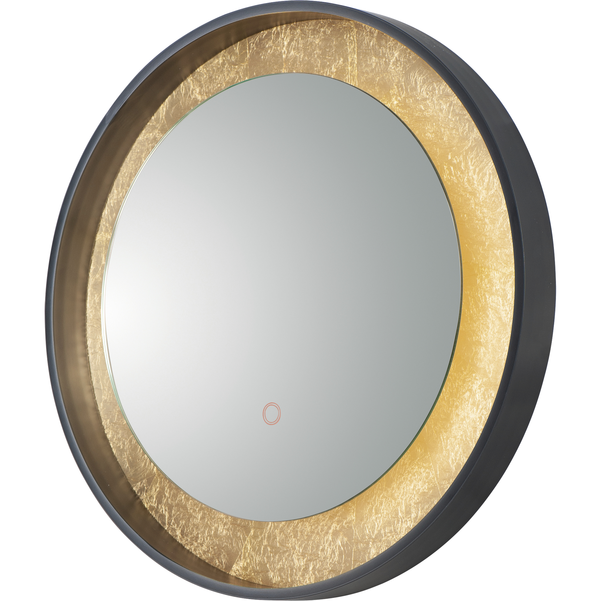 Floating 23.5 X 23.5 inch Gold Leaf and Black LED Mirror