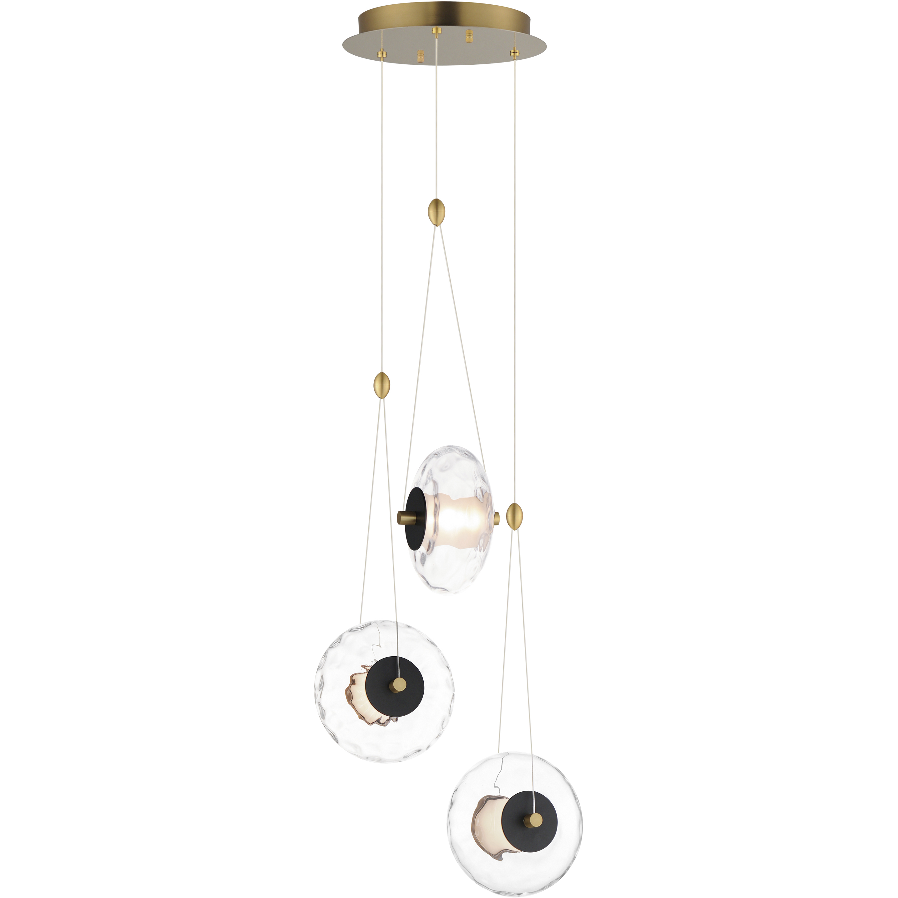 Amulet LED 17.5 inch Black and Natural Aged Brass Multi-Light Pendant Ceiling Light