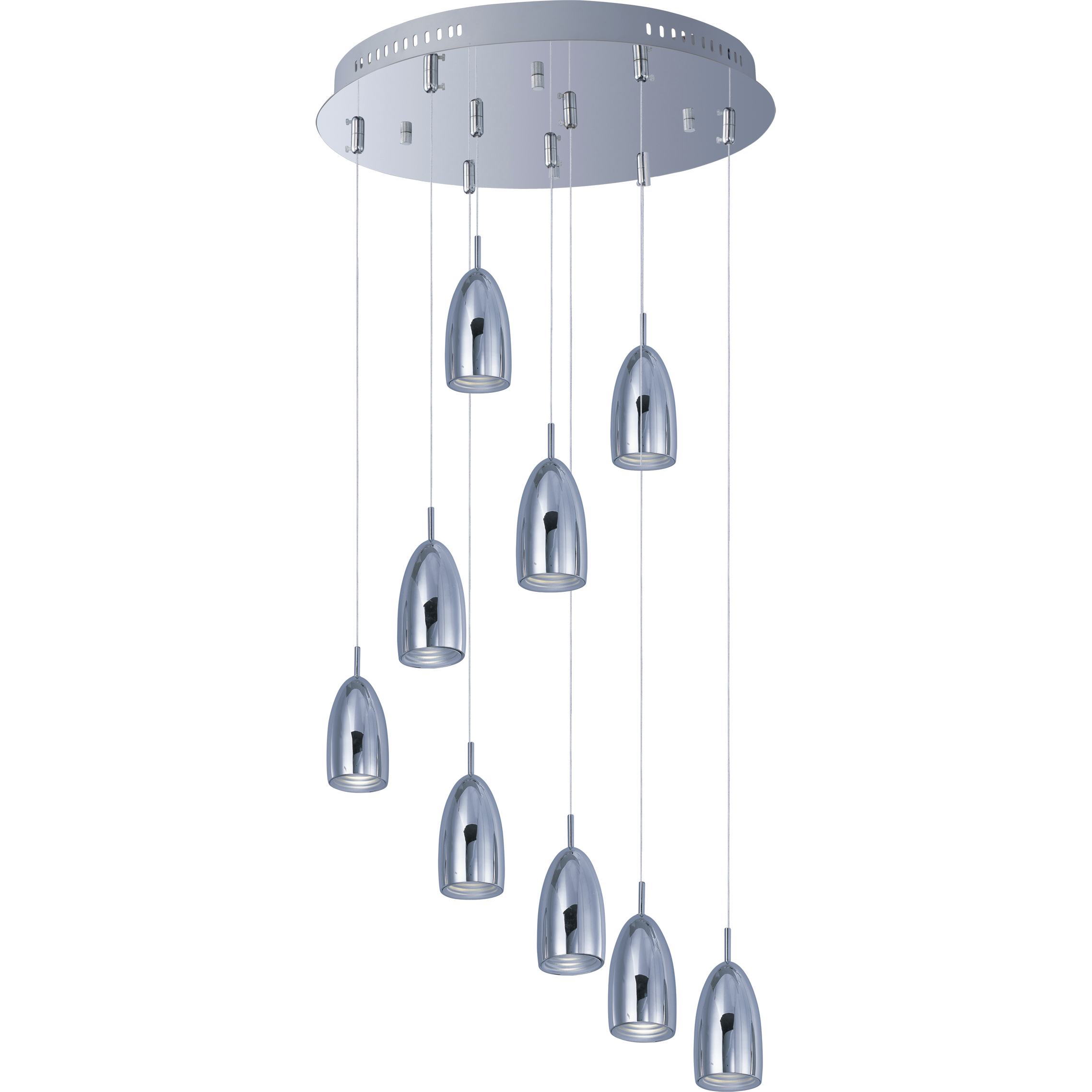 Bullet LED 19 inch Polished Chrome Multi-Light Pendant Ceiling Light