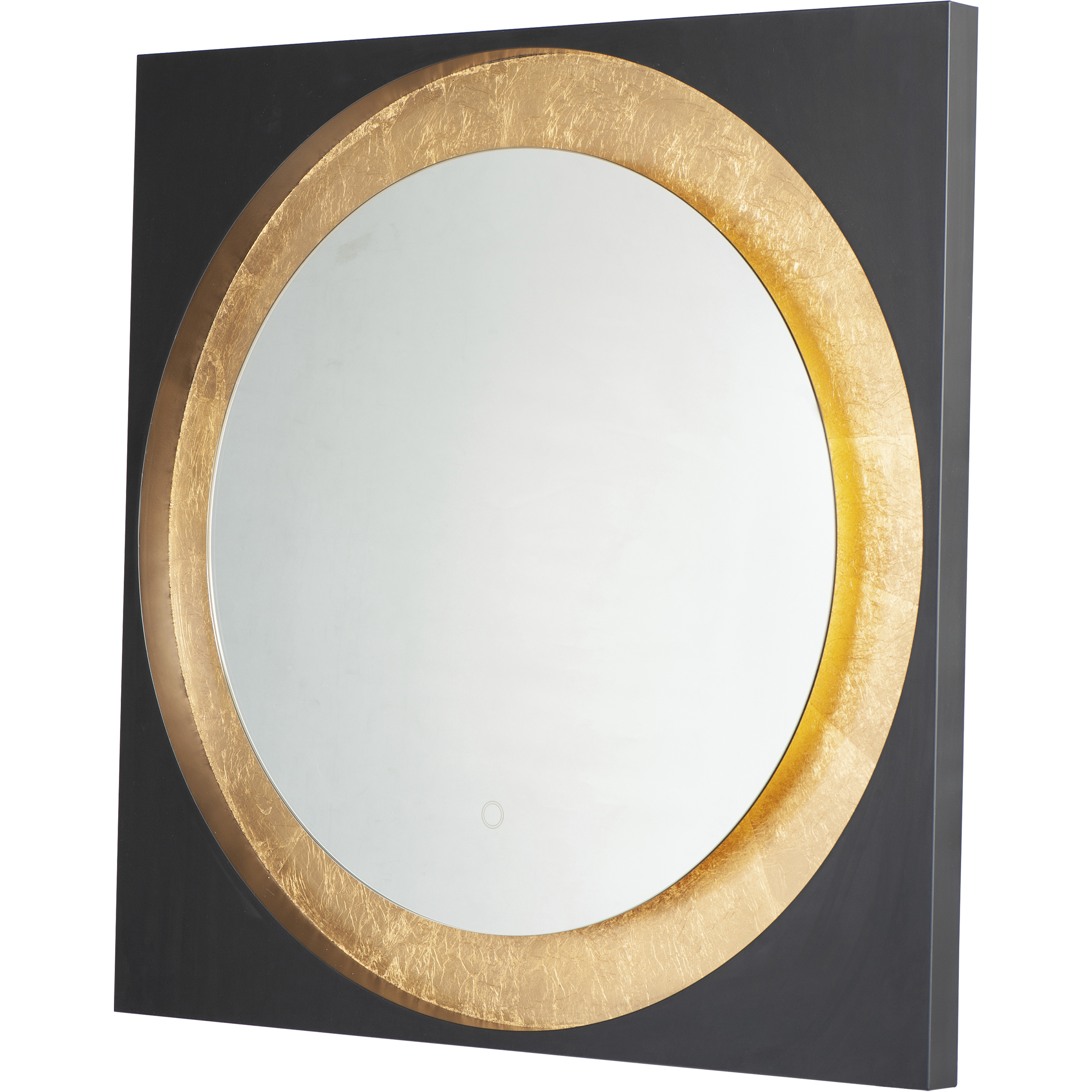 Floating 31.5 X 31.5 inch Gold Leaf and Black LED Mirror