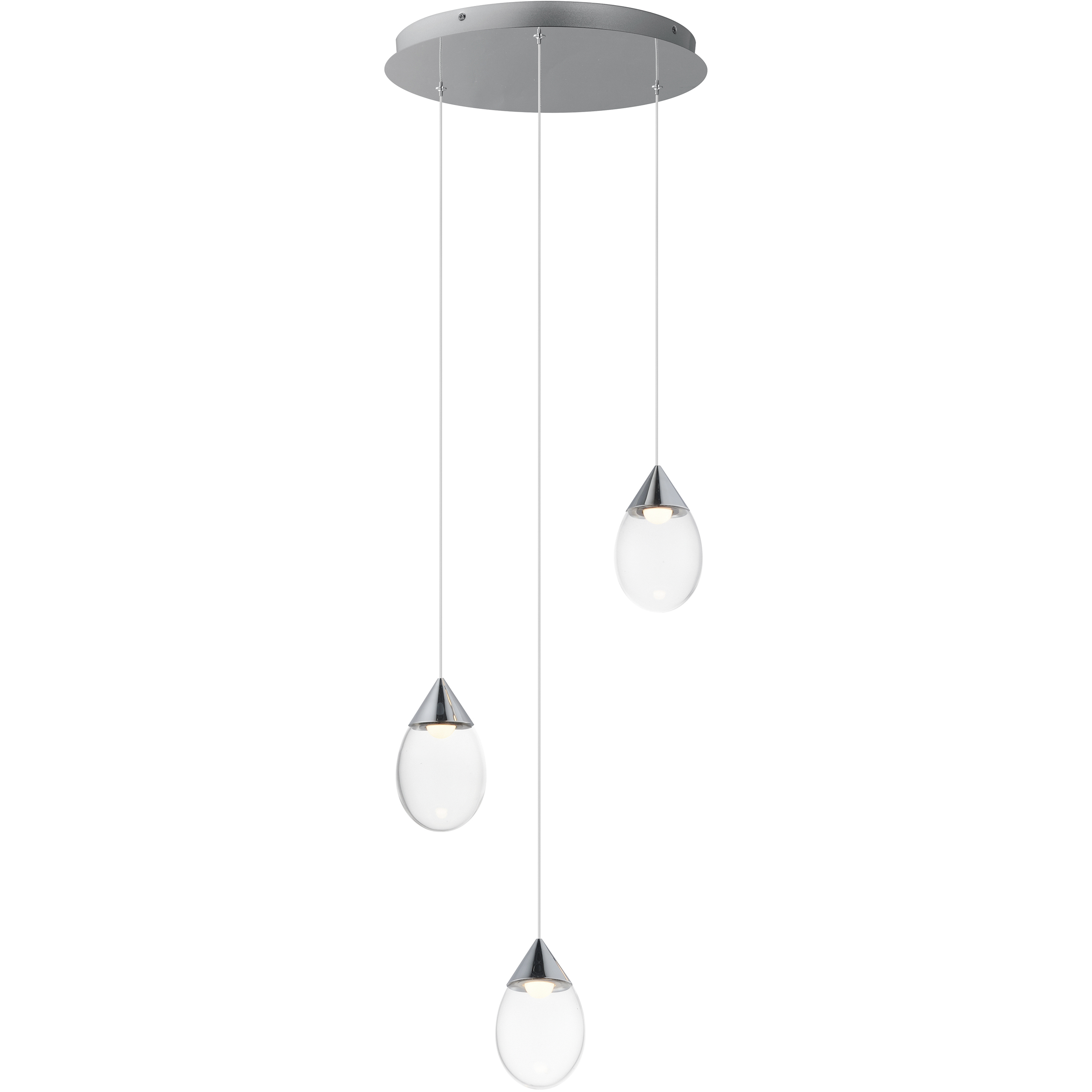 Dewdrop LED 15 inch Polished Chrome Multi-Light Pendant Ceiling Light