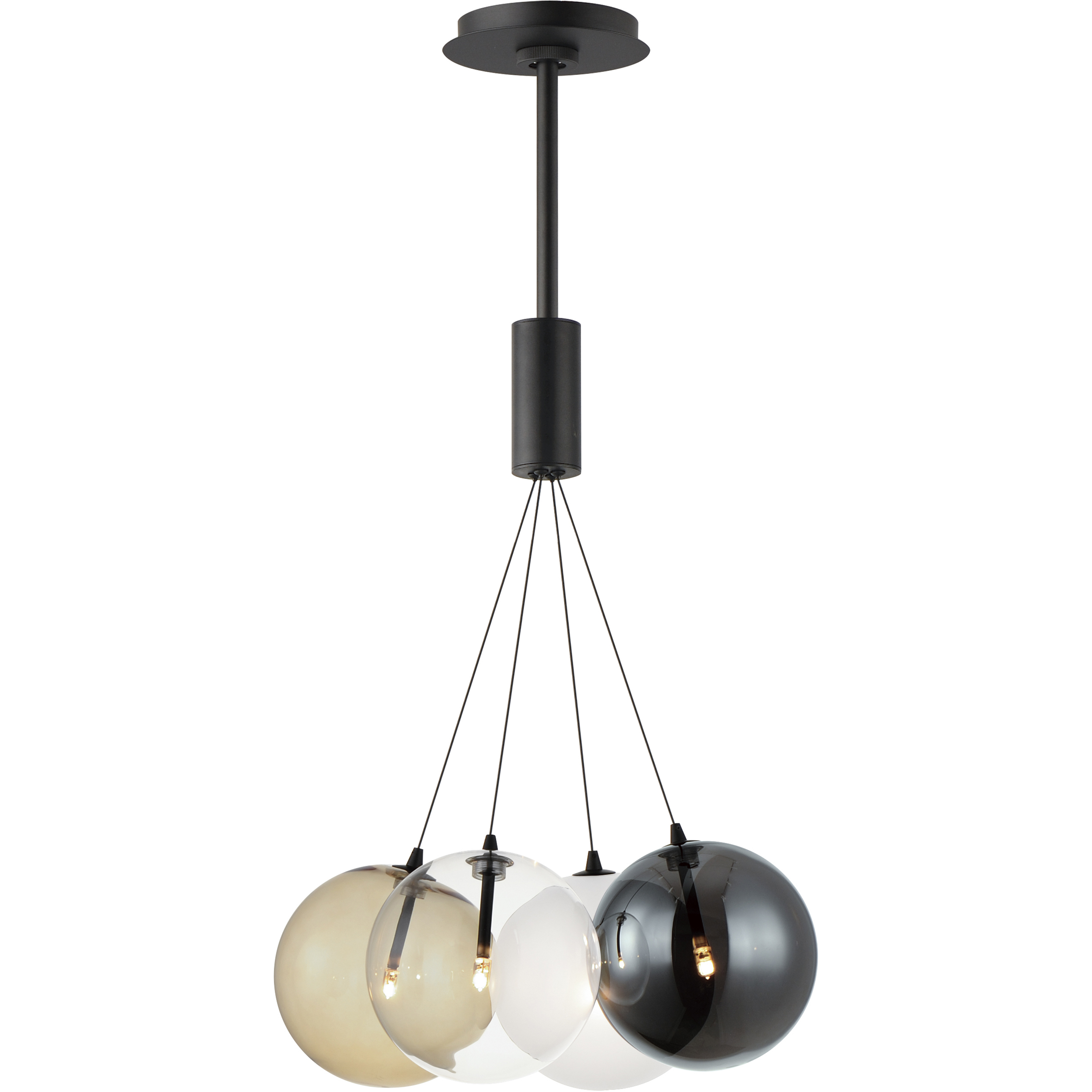 Burst LED 17 inch Black Multi-Light Pendant Ceiling Light in Mirror/Chrome