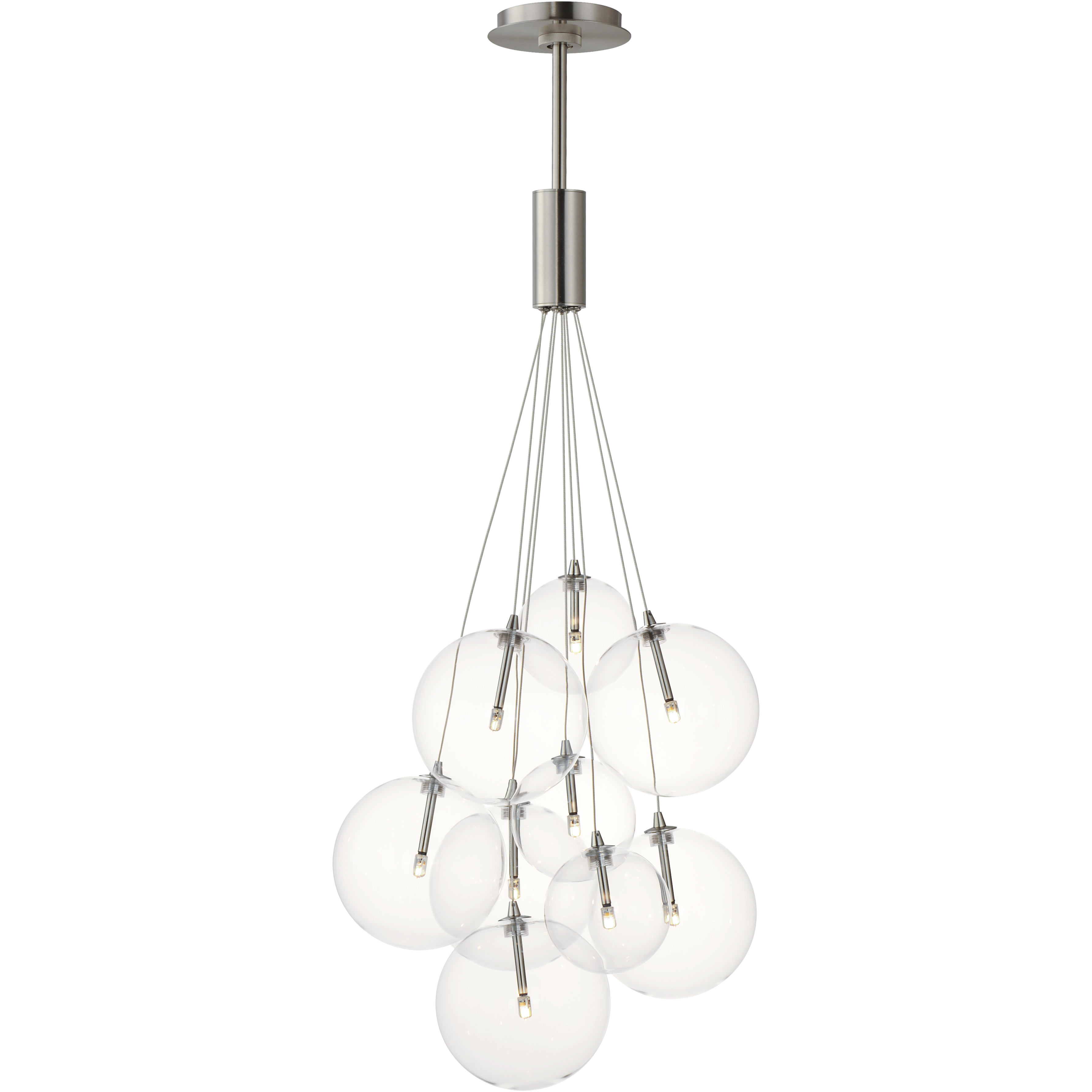 Burst LED 19.75 inch Satin Nickel Multi-Light Pendant Ceiling Light in Clear