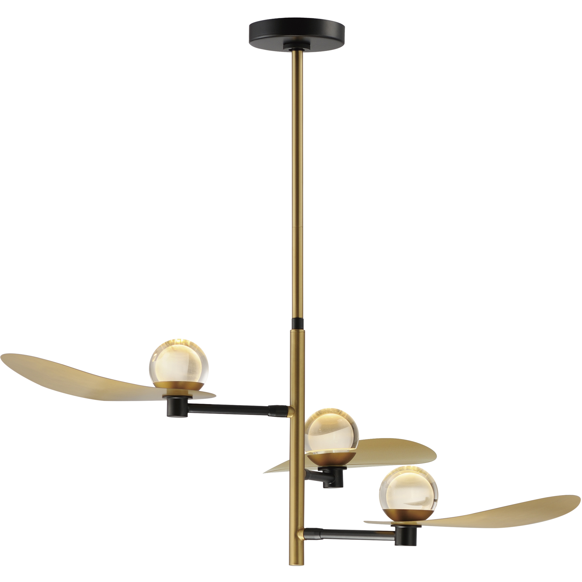 Pearl LED 39.25 inch Black and Natural Aged Brass Suspension Pendant Ceiling Light
