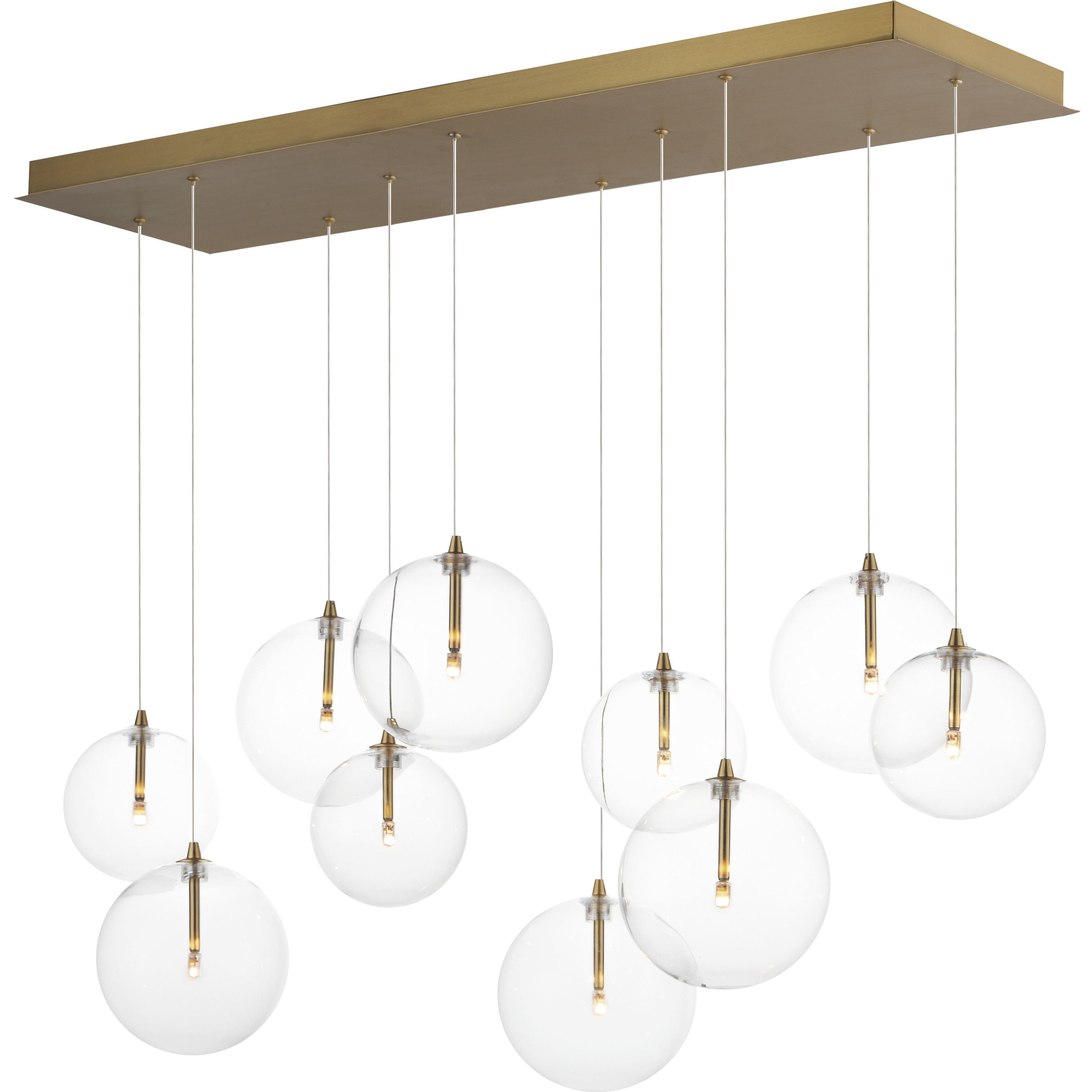 Global LED 41.75 inch Natural Aged Brass Multi-Light Pendant Ceiling Light