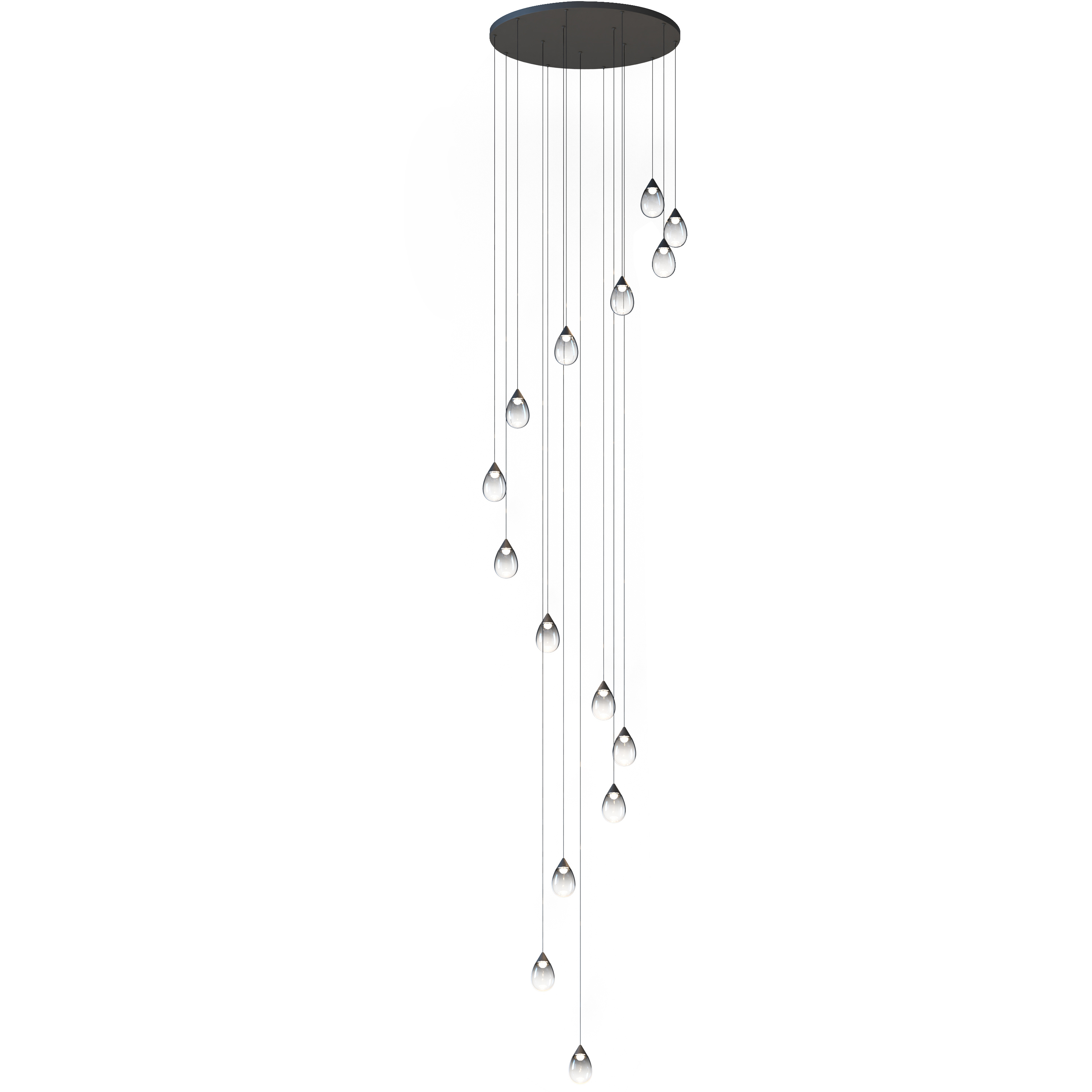 Dewdrop LED 33.75 inch Black Multi-Light Pendant Ceiling Light