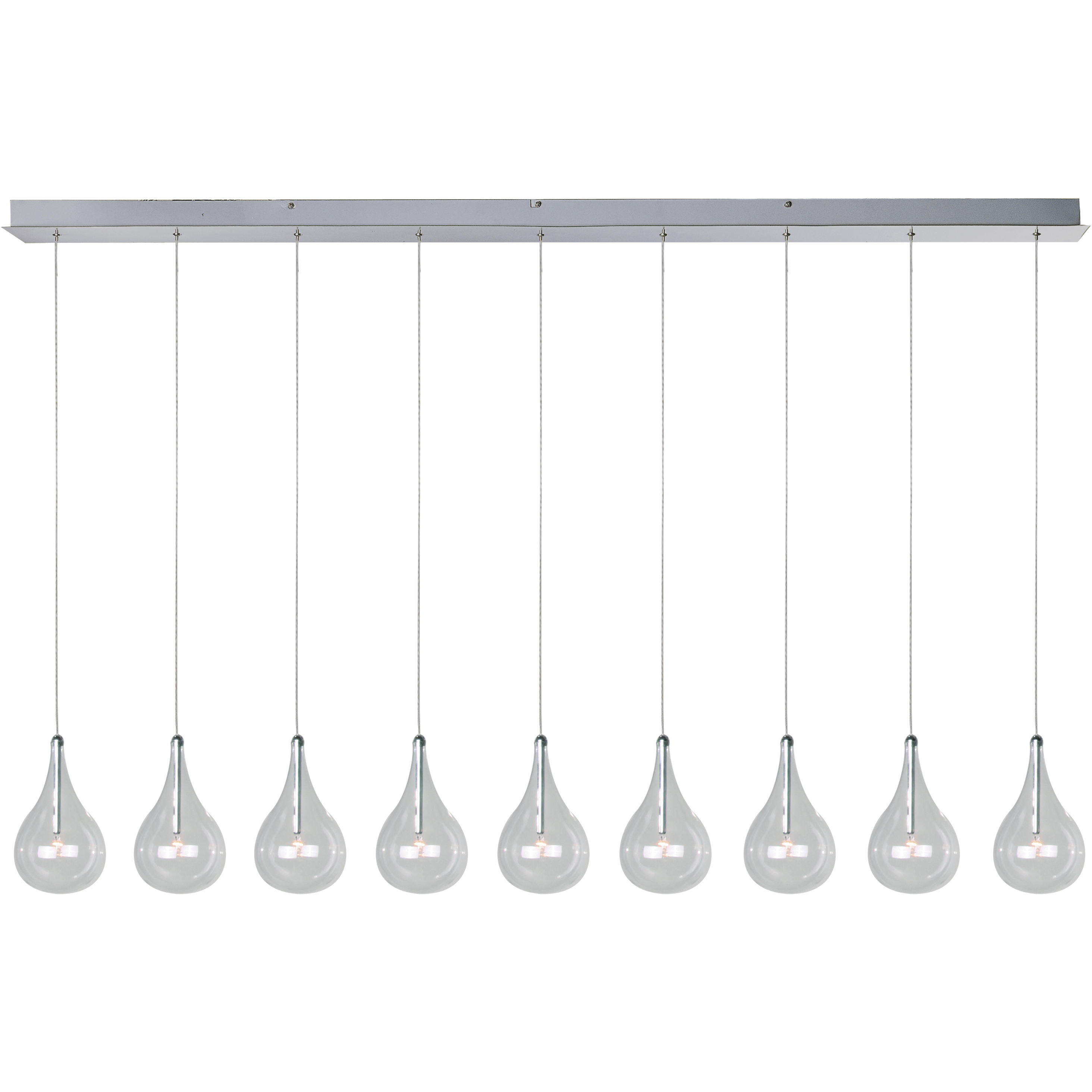 Larmes 9 Light 56 inch Polished Chrome Linear Pendant Ceiling Light