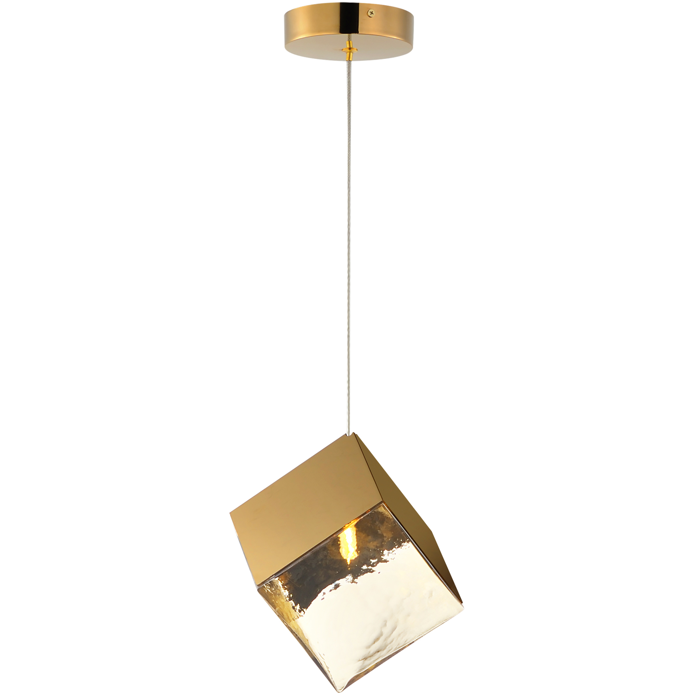 Ice Cube LED 7 inch French Gold Single Pendant Ceiling Light