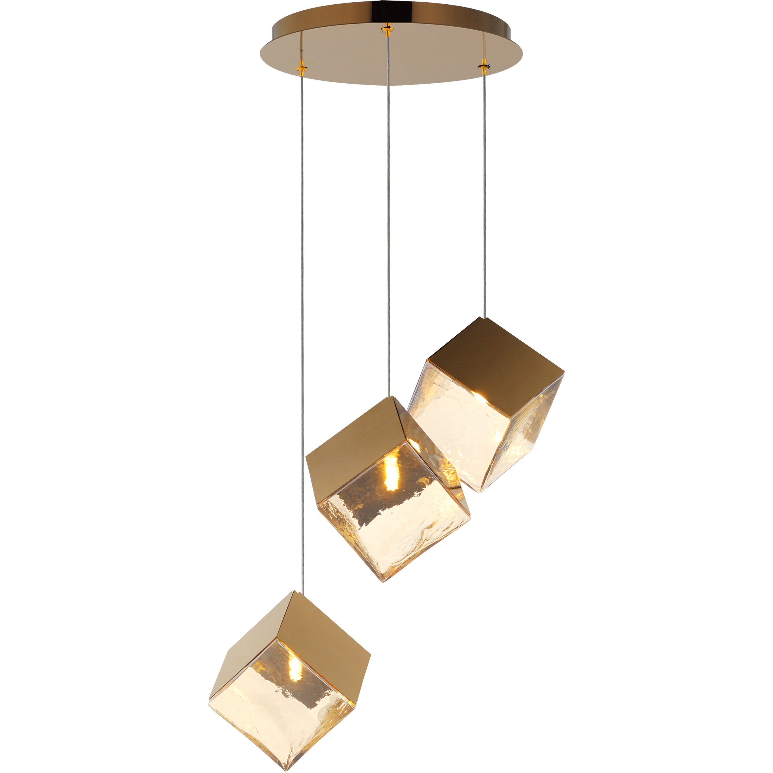 Ice Cube LED 18.5 inch French Gold Multi-Light Pendant Ceiling Light