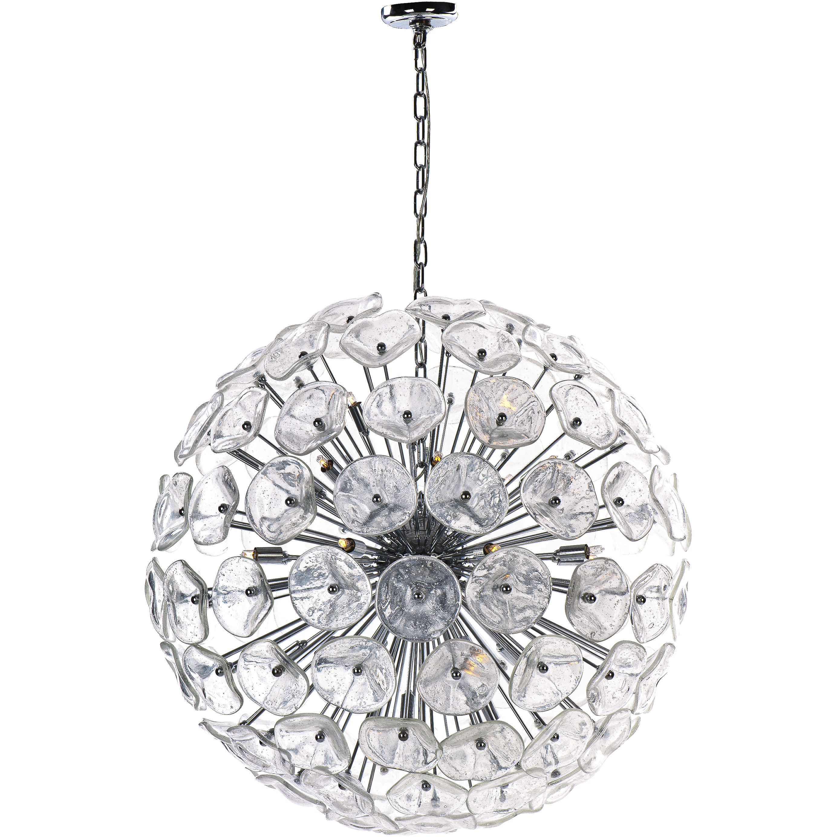 Fiori 28 Light 31.5 inch Polished Chrome Single Pendant Ceiling Light in Clear Murano