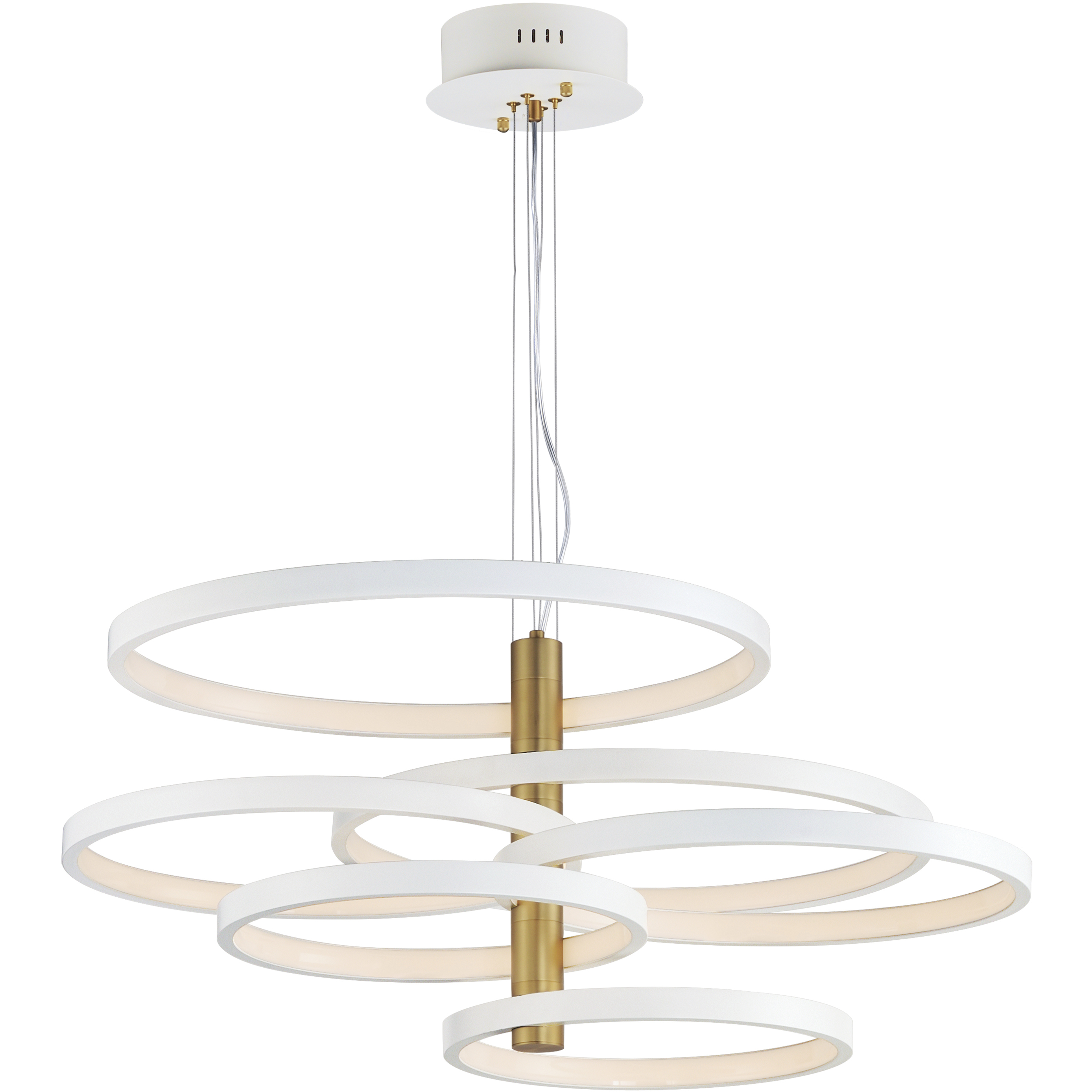 Hoopla LED 45.25 inch White and Gold Single Pendant Ceiling Light in White/Gold